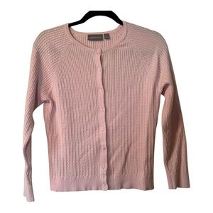 Croft & Barrow Light Pink Cardigan Cable Knit Sweater Petite Large